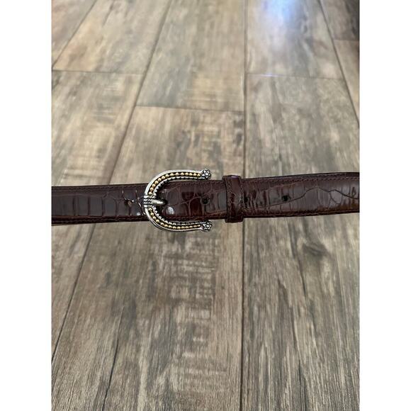 Talbots Women's Brown Gold Tone Genuine Leather Buckle Belt Size Small - Picture 3 of 5